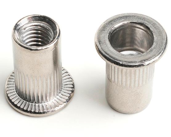 M6 X 14.5 FLAT HEAD KNURLED INSERT NUT (Grip=0.5-3.0) A2